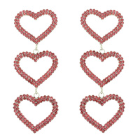RHINESTONE PAVE HEART DANGLE EARRINGS