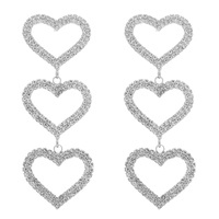 RHINESTONE PAVE HEART DANGLE EARRINGS
