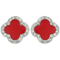 CLOVER SHAPED ENAMEL STUD EARRINGS