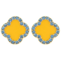 CLOVER SHAPED ENAMEL STUD EARRINGS