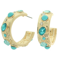MULTICOLOR CRYSTAL HOOP EARRINGS