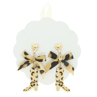 LEOPARD BOOT AND BOW EARRINGS