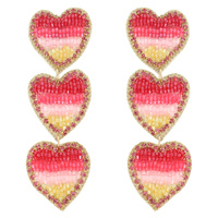BEADED HEART POST DANGLE EARRINGS
