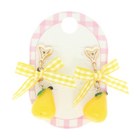 GINGHAM BOW LEMON EARRINGS