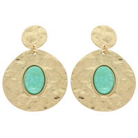 HAMMERED DISC DROP EARRINGS