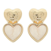 DOUBLE HEART ENAMEL STUD EARRINGS