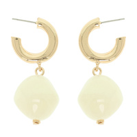 MARBLED PILLOW DROP HOOP EARRINGS