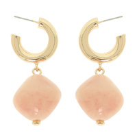 MARBLED PILLOW DROP HOOP EARRINGS