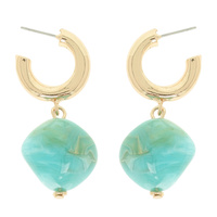 MARBLED PILLOW DROP HOOP EARRINGS