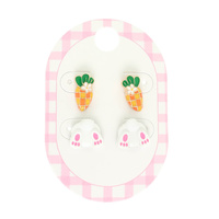 EASTER CARROT AND BUNNY TAIL STUD EARRINGS SET