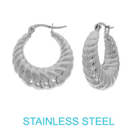 STAINLESS STEEL CROISSANT HOOP EARRINGS