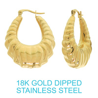 18K GOLD DIPPED SCALLOPED HOOP EARRINGS