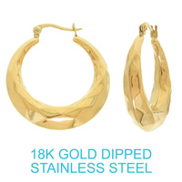 18K GOLD DIPPED TEXTURED HOOP EARRINGS