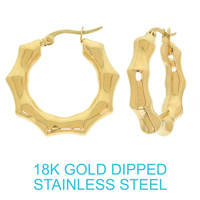 18K GOLD DIPPED BAMBOO HOOP EARRINGS