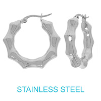 STAINLESS STEEL BAMBOO HOOP EARRINGS