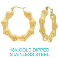 18K GOLD DIPPED BAMBOO HOOP EARRINGS