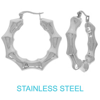 STAINLESS STEEL BAMBOO HOOP EARRINGS