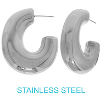 STAINLESS STEEL CHUNKY HOOP EARRINGS
