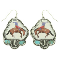 WESTERN BRONCO RIDER DROP EARRINGS