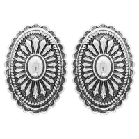 WESTERN OVAL CONCHO STUD EARRINGS
