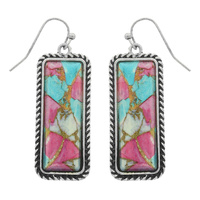 WESTERN RECTANGLE STONE EARRINGS
