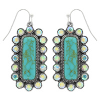 WESTERN RECTANGLE HALO EARRINGS