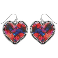 WESTERN MARBLED TURQUOISE HEART EARRINGS