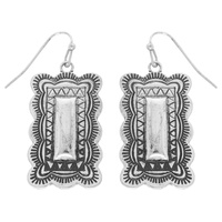 WESTERN RECTANGLE CONCHO DROP EARRINGS