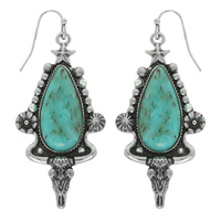 WESTERN BULL SKULL TEARDROP EARRINGS