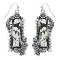 WESTERN MARBLED PISTOL BAR EARRINGS