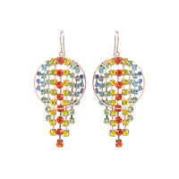 CIRCLE W/ FRINGE RHINESTONE EARRING