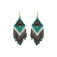 NATIVE AMERICAN MULTICOLOR SEED BEAD CASCADE BEADED DANGLE AND DROP EARRINGS