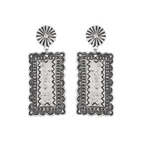 INDIAN COIN RECTANGLE DESIGN POST EARRINGS