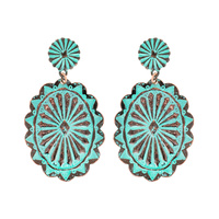 INDIAN COIN CONCHO DESIGN POST EARRINGS