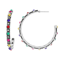 WESTERN STYLE TURQUOISE SEMI HOOP EARRING