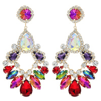 GLASS STONE CRYSTAL RHINESTONE EVENING DROP EARRINGS