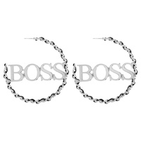 CHAIN WORD EARRING- BOSS 70MM