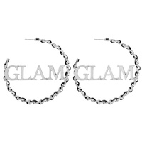 CHAIN WORD EARRING- GLAM 70MM