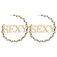 CHAIN WORD EARRING- SEXY 70MM