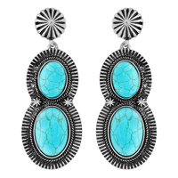 WESTERN TURQUOISE STONE DESIGN TEXTURE EARRINGS