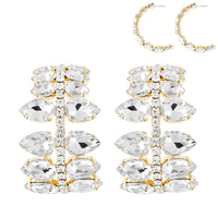 RHINESTONE EVENING HOOP EARRINGS