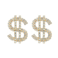 CRYSTAL RHINESTONE DOLLAR SIGN EARRINGS