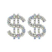 CRYSTAL RHINESTONE DOLLAR SIGN EARRINGS