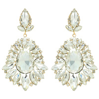 GLASS CRYSTAL TEAR EVENING EARRINGS
