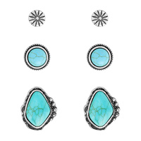 3 PAIR WESTERN TURQUOISE EARRINGS SET