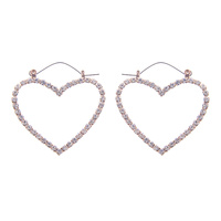40MM RHINESTONE HEART HOOP EARRINGS