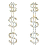 RHINESTONE DOLLAR SIGN DROP EARRINGS