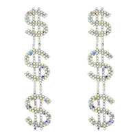 RHINESTONE DOLLAR SIGN DROP EARRINGS