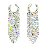 CRYSTAL RHINESTONE TASSEL EARRINGS