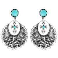 CROSS WESTERN STYLE TURQUOISE DANGLE EARRINGS